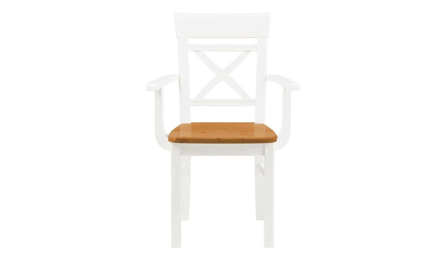 maison bleue Holzstuhl massiv Florian | Weiß / bernsteinfarben Ja – Bild 2