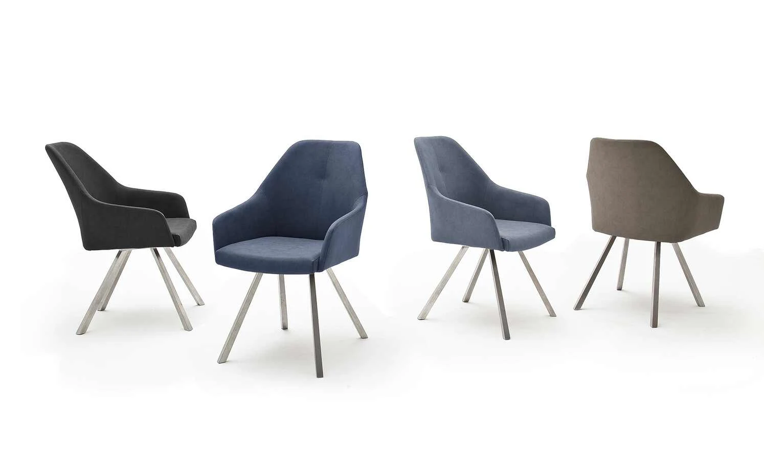 Polsterstuhl Dita | Graublau 4-Fuß eckig niedrige Armlehne