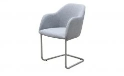 Woodford Polsterstuhl mit Armlehne Vilo | Silbergrau Freischwinger – Edelstahl