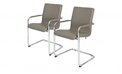 now! by hülsta Freischwinger, 2er-Set Now! Dining S 17 | Taupe 2 Stühle