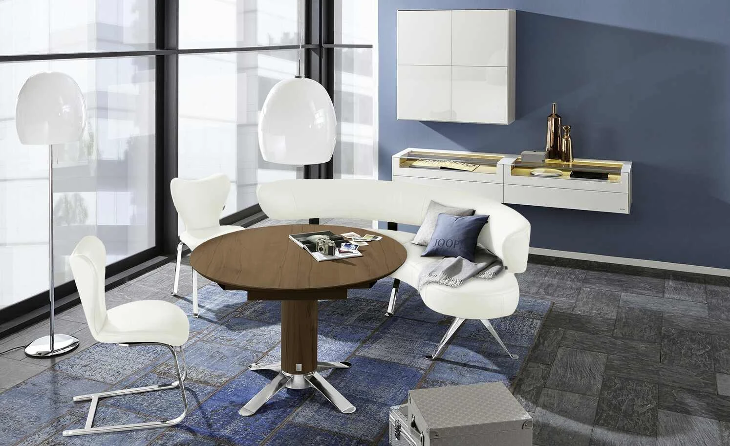 JOOP! Leder Dinner-Stuhl Lounge | Wolke (Weiß) 4-Fußstuhl