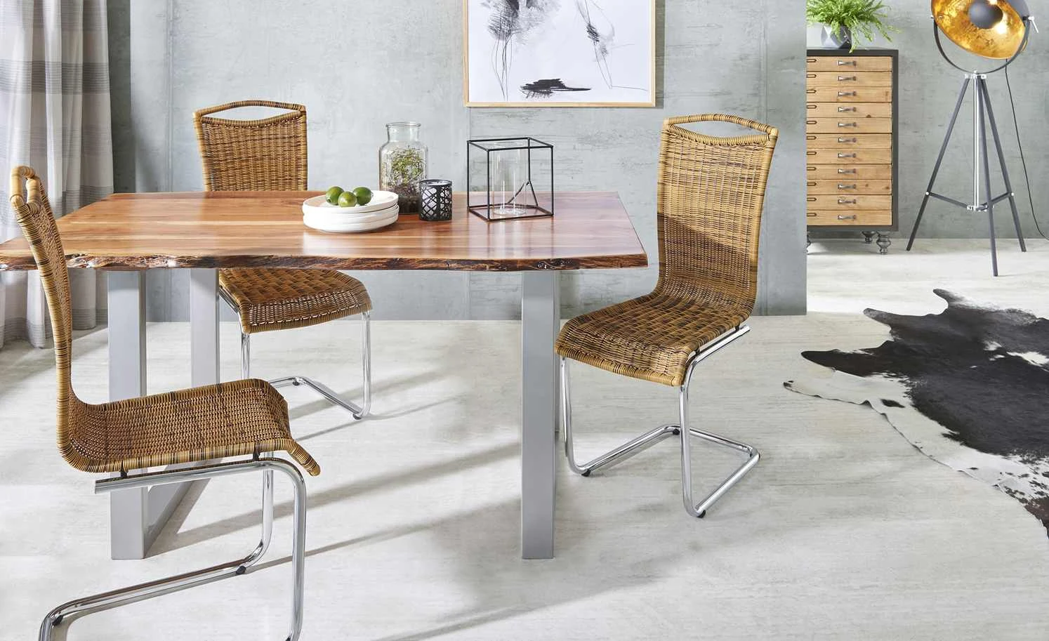 Schwingstuhl mit Kunstgeflecht Gérard | Chrom