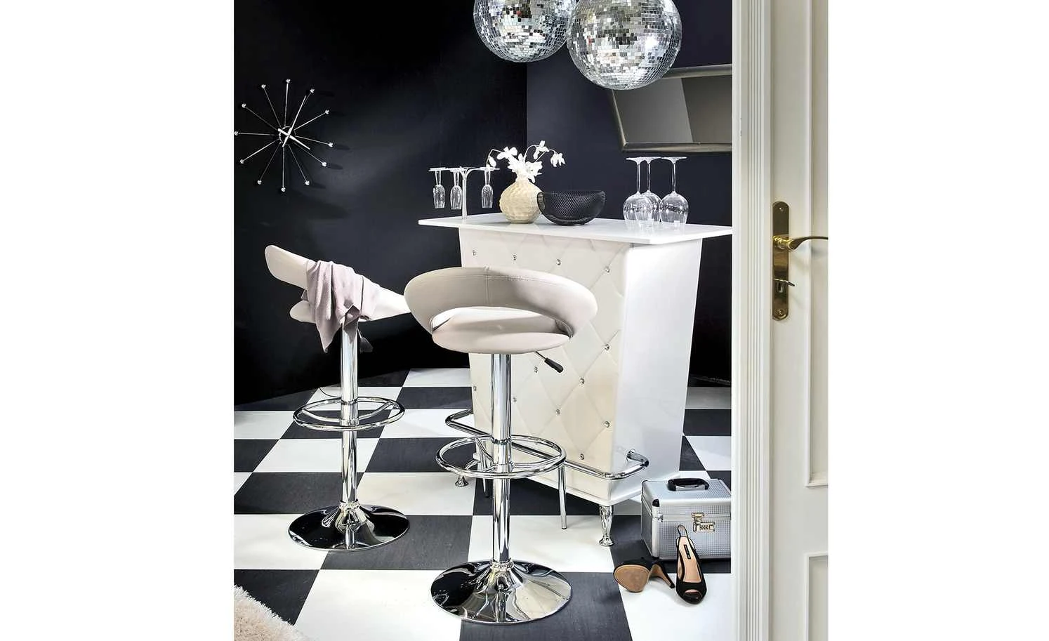 Barhocker verstellbar Holger | Grau / Chrom Tellergröße: 41 cm