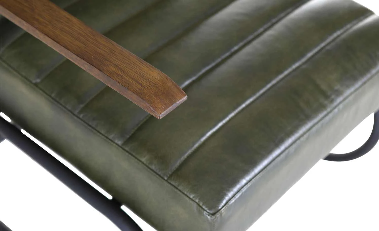 Leder Schwingstuhl mit Armlehne Buff | Khakigrün – Bild 2