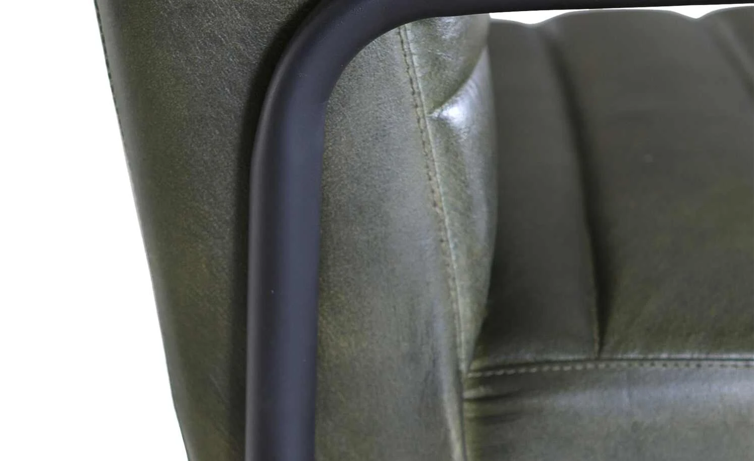 Leder Schwingstuhl mit Armlehne Buff | Khakigrün – Bild 4