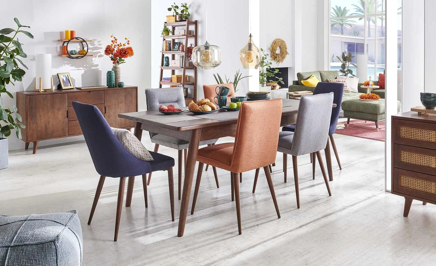 Stuhl Howard | Blau / Walnuss (Nachbildung) – Bild 2