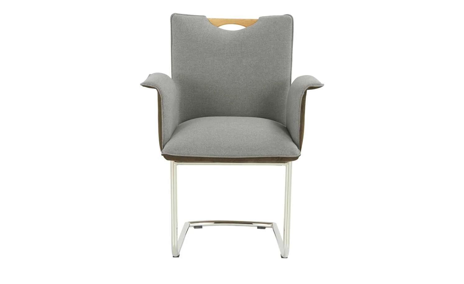 Wohnwert Polsterstuhl mit Armlehne Scandio | Steel (Hellgrau) / Dunkelbraun – Bild 2
