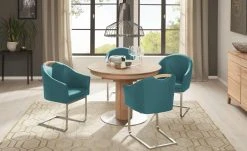 Wohnwert Leder-Schwingstuhl Jalto | Turquoise (Blau) Nein