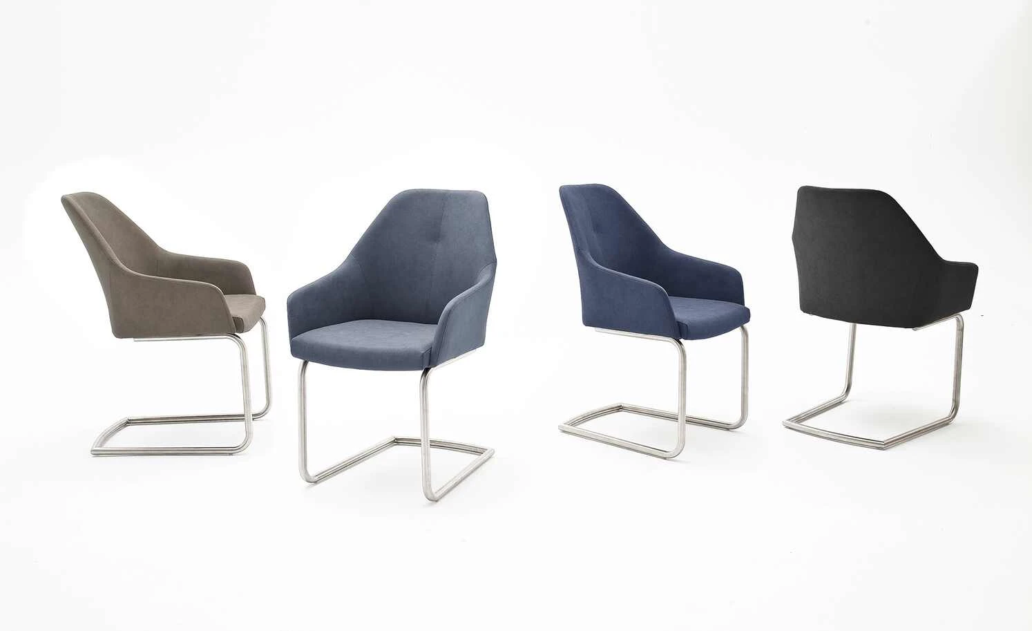 Polsterstuhl Dita | Anthrazit Freischwinger rund niedrige Armlehne