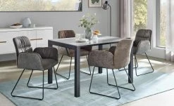 uno Polster-Armlehnstuhl Sevan | Innen: Dunkelbraun / Außen: Braun Kufe