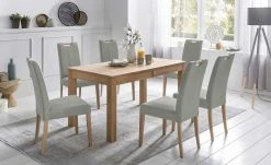 Woodford Polsterstuhl mit Griff Gabi 4 | Shark Skin (Hellgrau) Buche