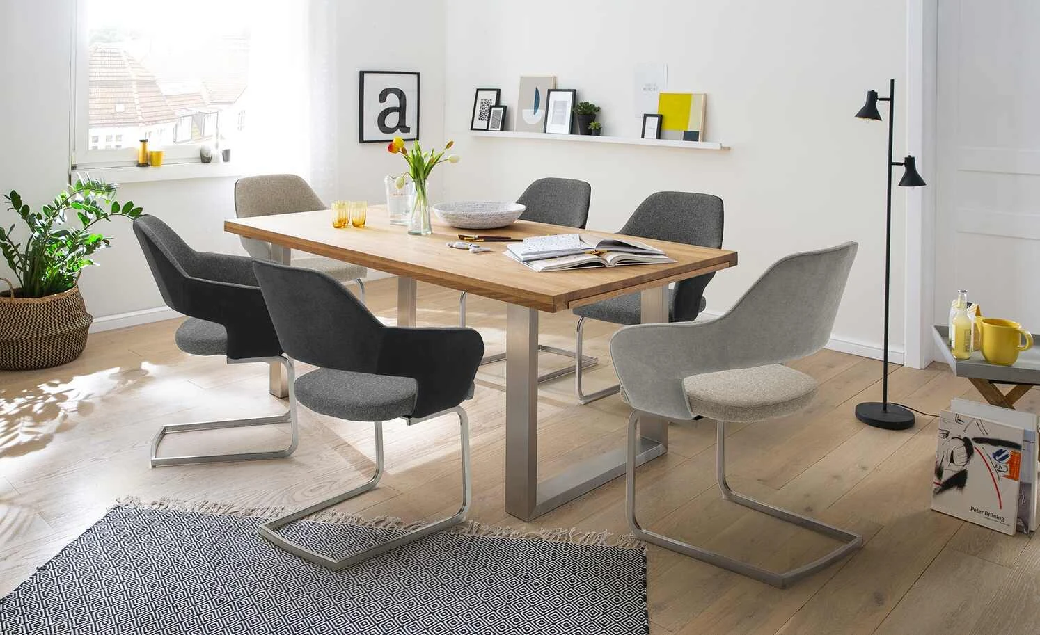 Polsterstuhl mit Armlehne Lavall | Melange (Beige) Schwingstuhl