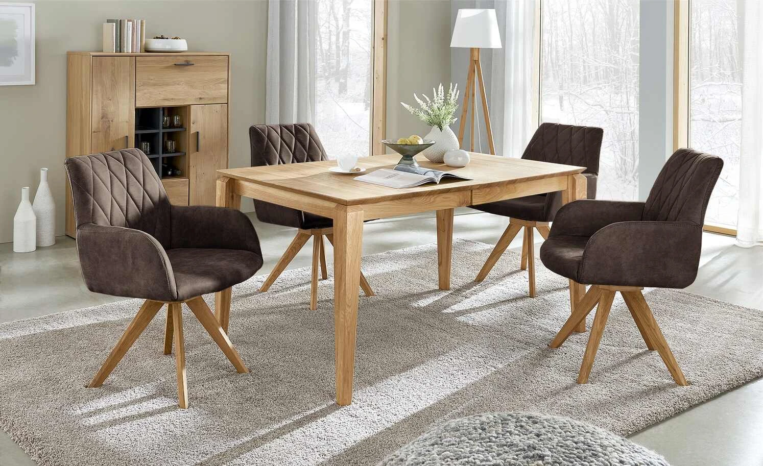 Woodford Polsterstuhl mit Armlehne Bristol | Braun (Dunkelbraun) Eiche Ja