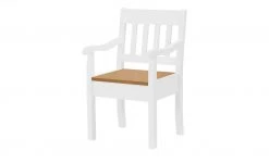 maison bleue Holzstuhl mit Armlehne Bendix | Weiß / laugenfarbig