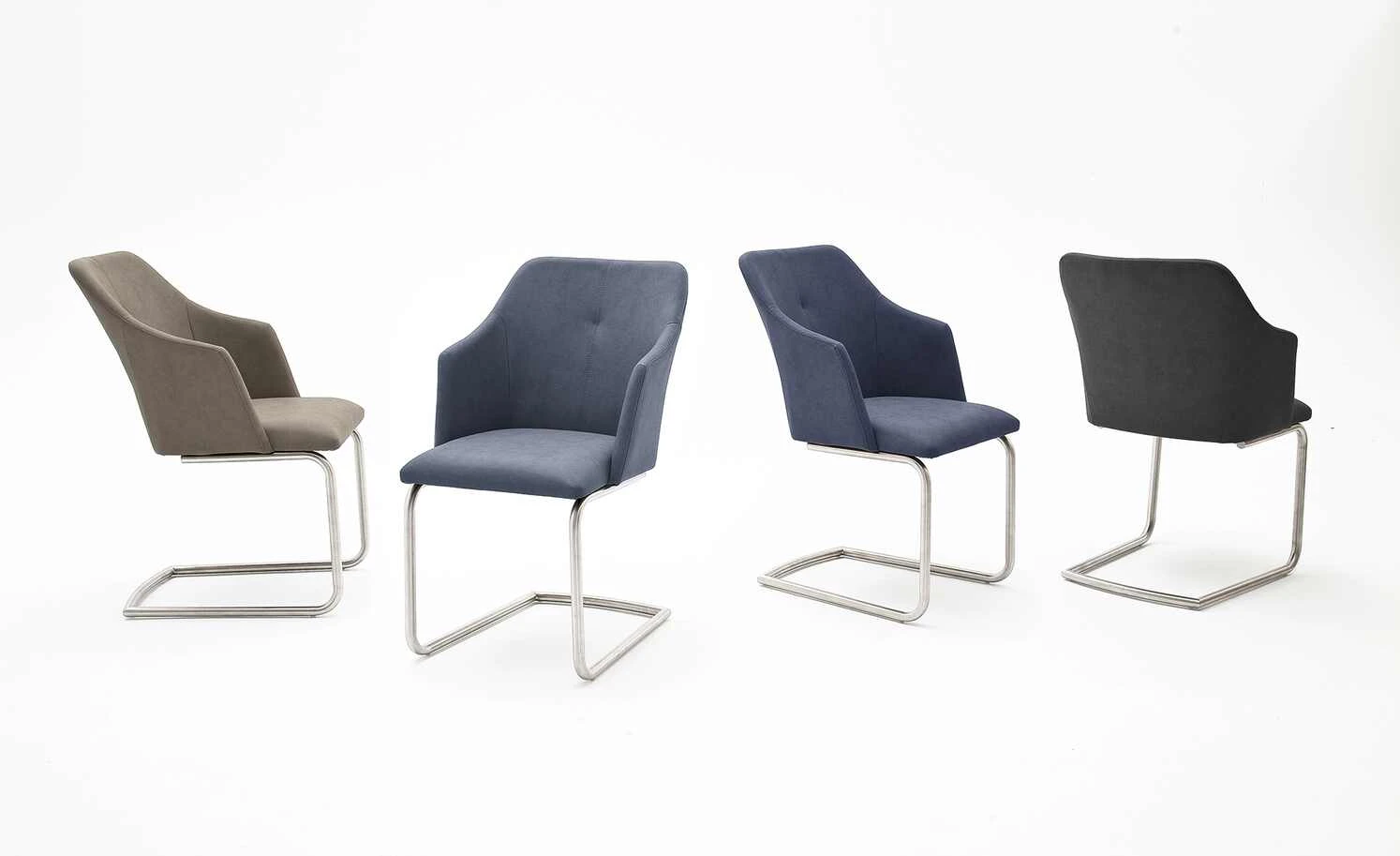 Polsterstuhl Dita | Nachtblau Freischwinger rund hohe Armlehne