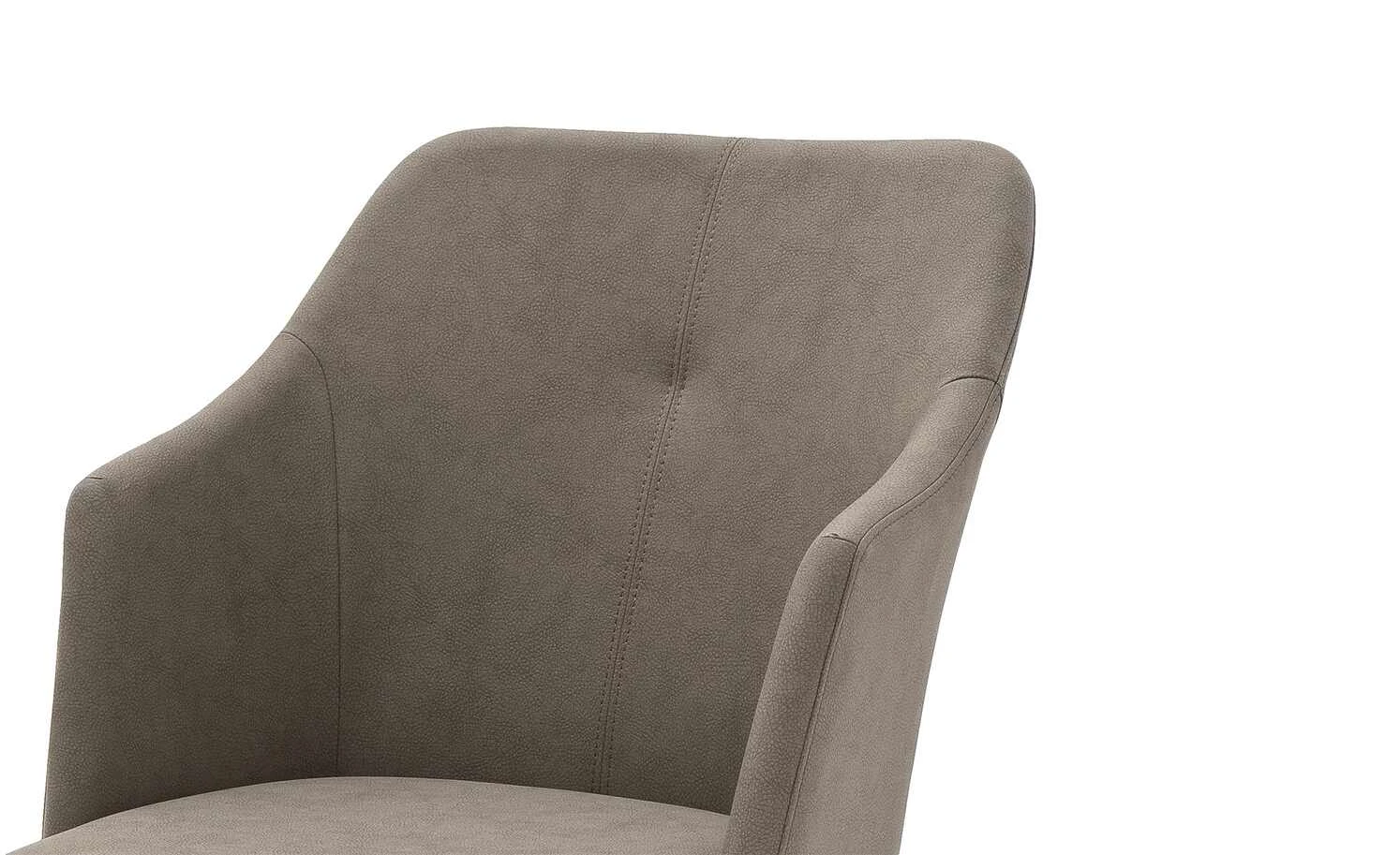 Polsterstuhl Dita | Taupe (Beige) Freischwinger rund hohe Armlehne – Bild 4