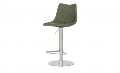 Barhocker MyToby | Moosgrün Edelstahl runder Bodenteller