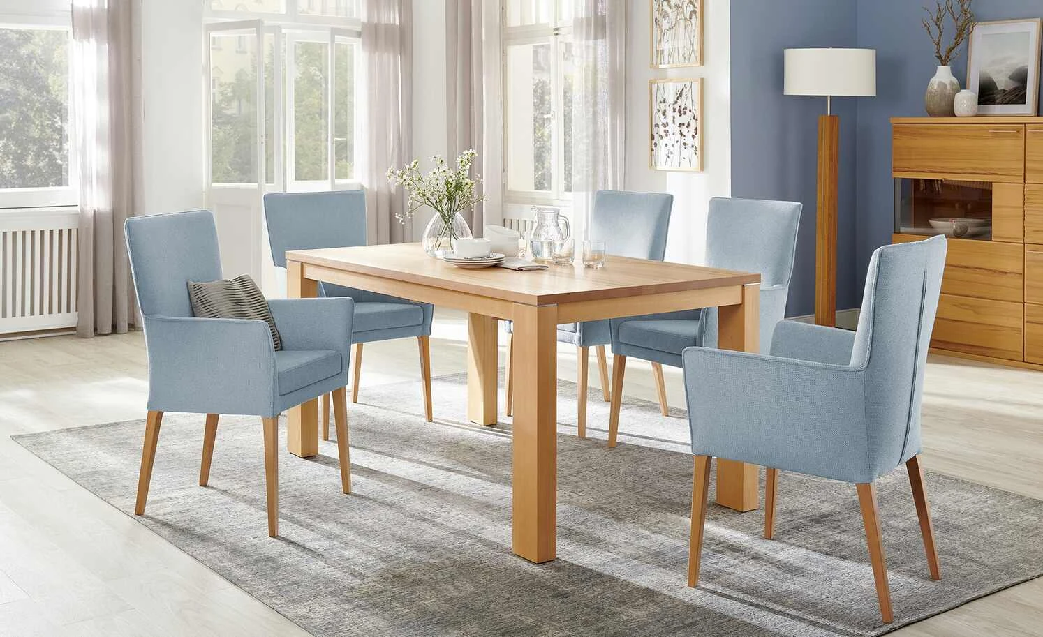 Wohnwert Armlehn-Polsterstuhl Aron | Grau-Blau