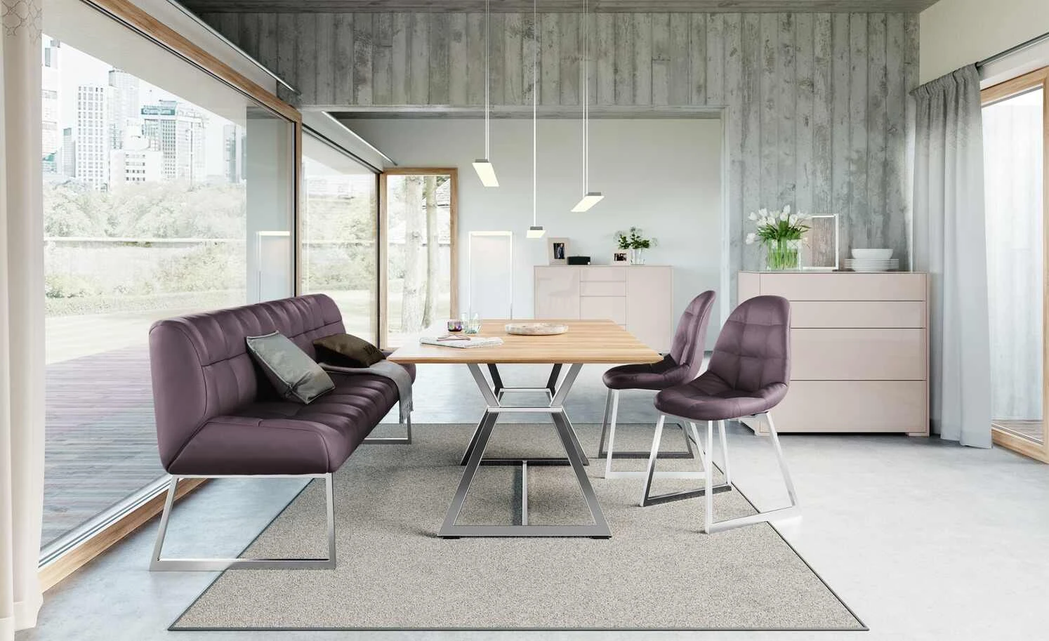 JOOP! Leder-Kufenstuhl Move | Purple (Lila)