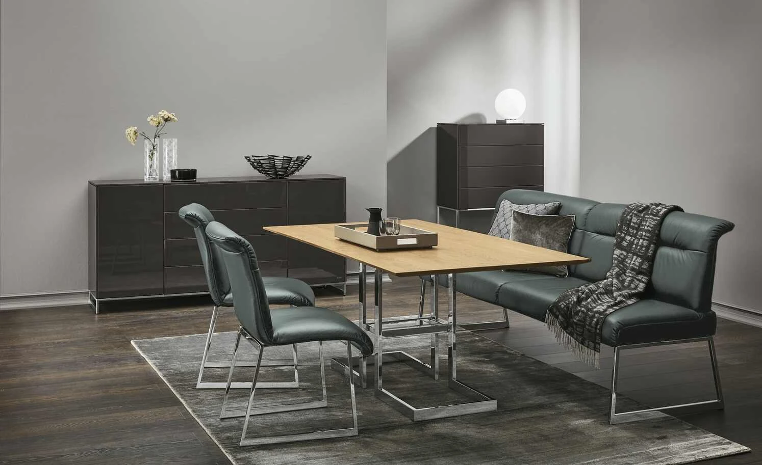 JOOP! Leder-Kufenstuhl Cubic | Schiefer (Dunkelgrau) Nein