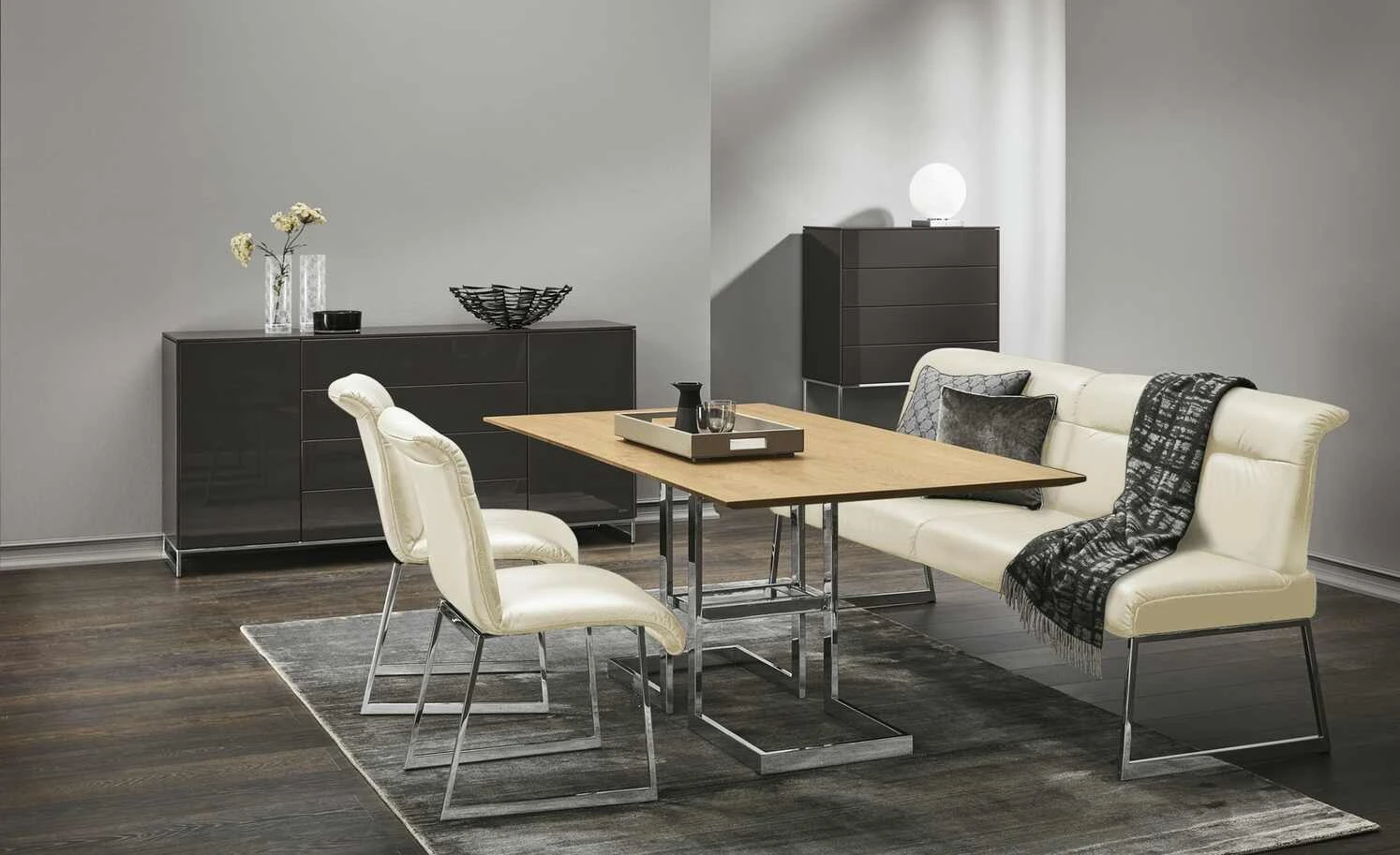 JOOP! Leder-Kufenstuhl Cubic | Perle (Creme) Nein