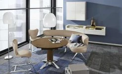 JOOP! Leder Dinner-Stuhl Lounge | Smoke (Hellbraun) 4-Fußstuhl