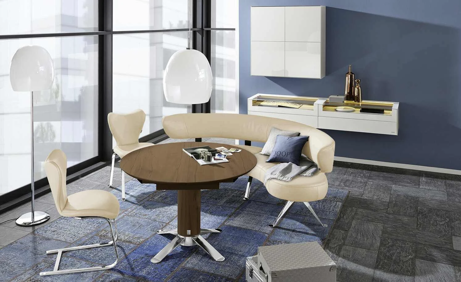 JOOP! Leder-Schwingstuhl Lounge | Kreide (Beige) Schwingstuhl