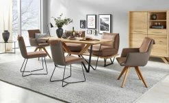 KOINOR Armlehnstuhl Leder Schwof | Chai (Hellbraun) / Dunkelbraun Nein