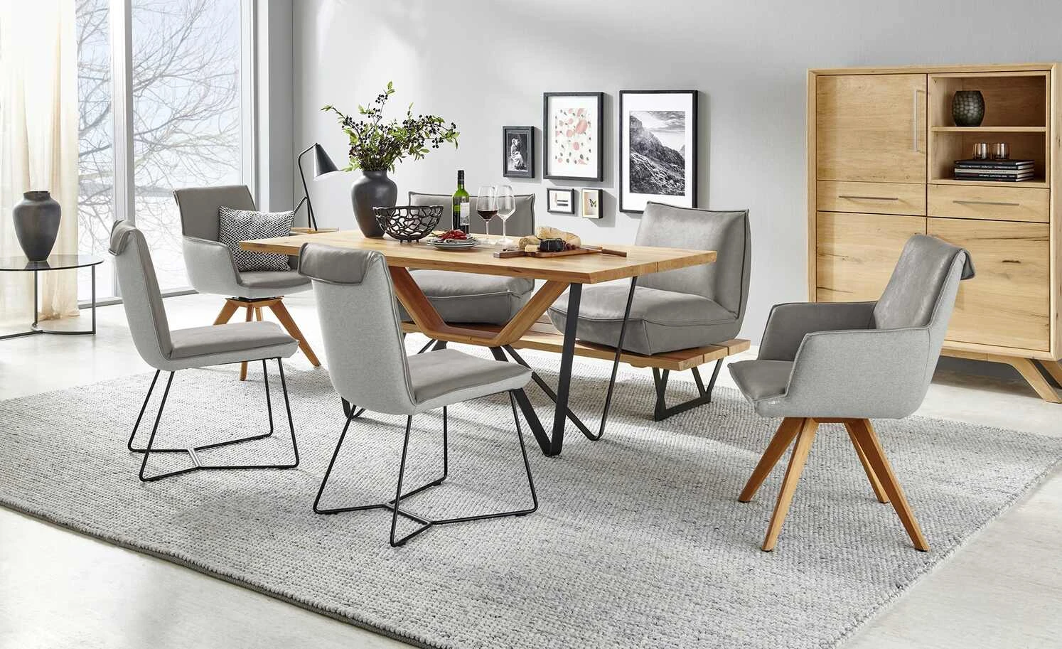 KOINOR Armlehnstuhl Leder Schwof | Asphalt (Hellgrau) / Hellgrau Nein