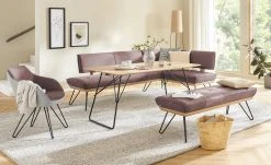 KOINOR Armlehnstuhl Dining System 4 | Plum (Rosa) / Hellgrau / Kontrastnaht Hellgrau