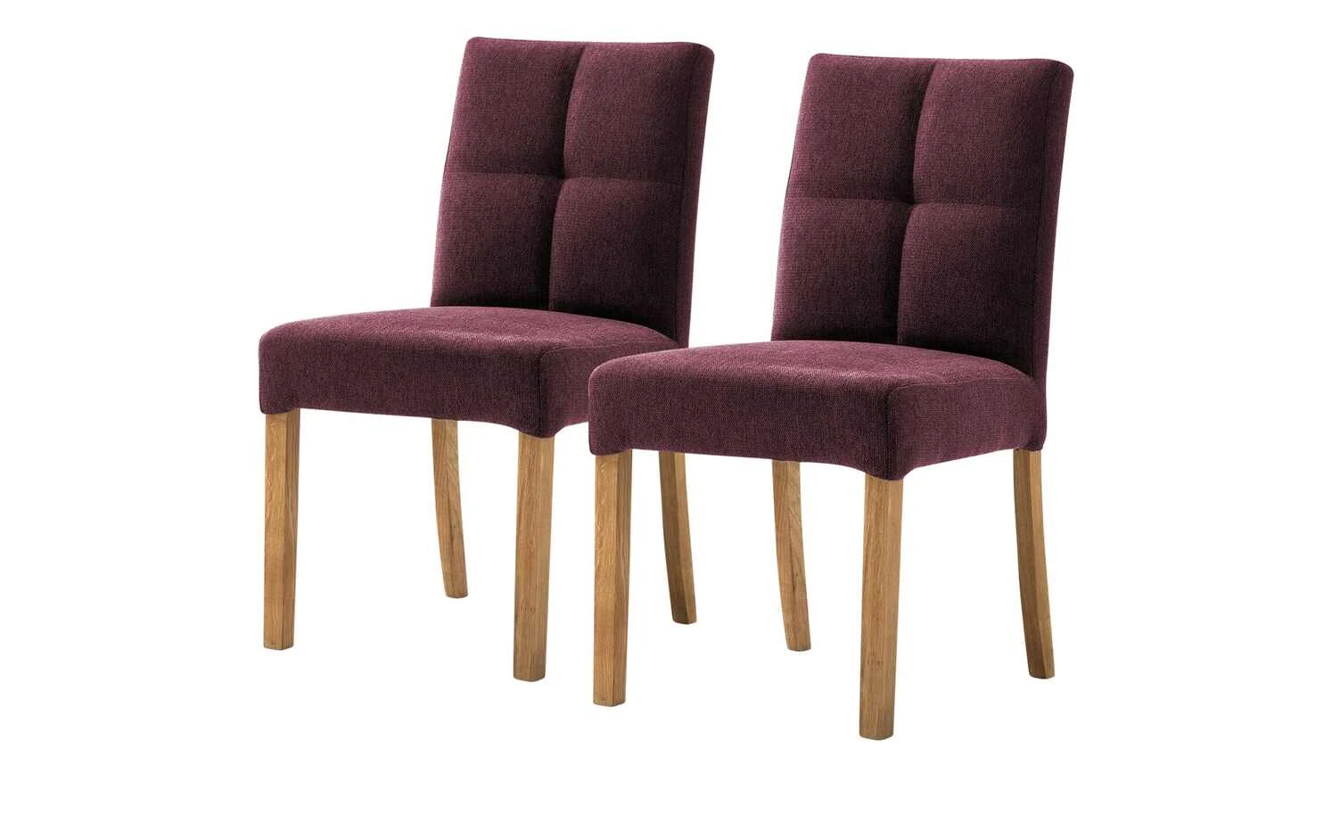 Woodford 2er Set Polsterstuhl Mako | Webstoff fein Bordeaux Eiche geölt