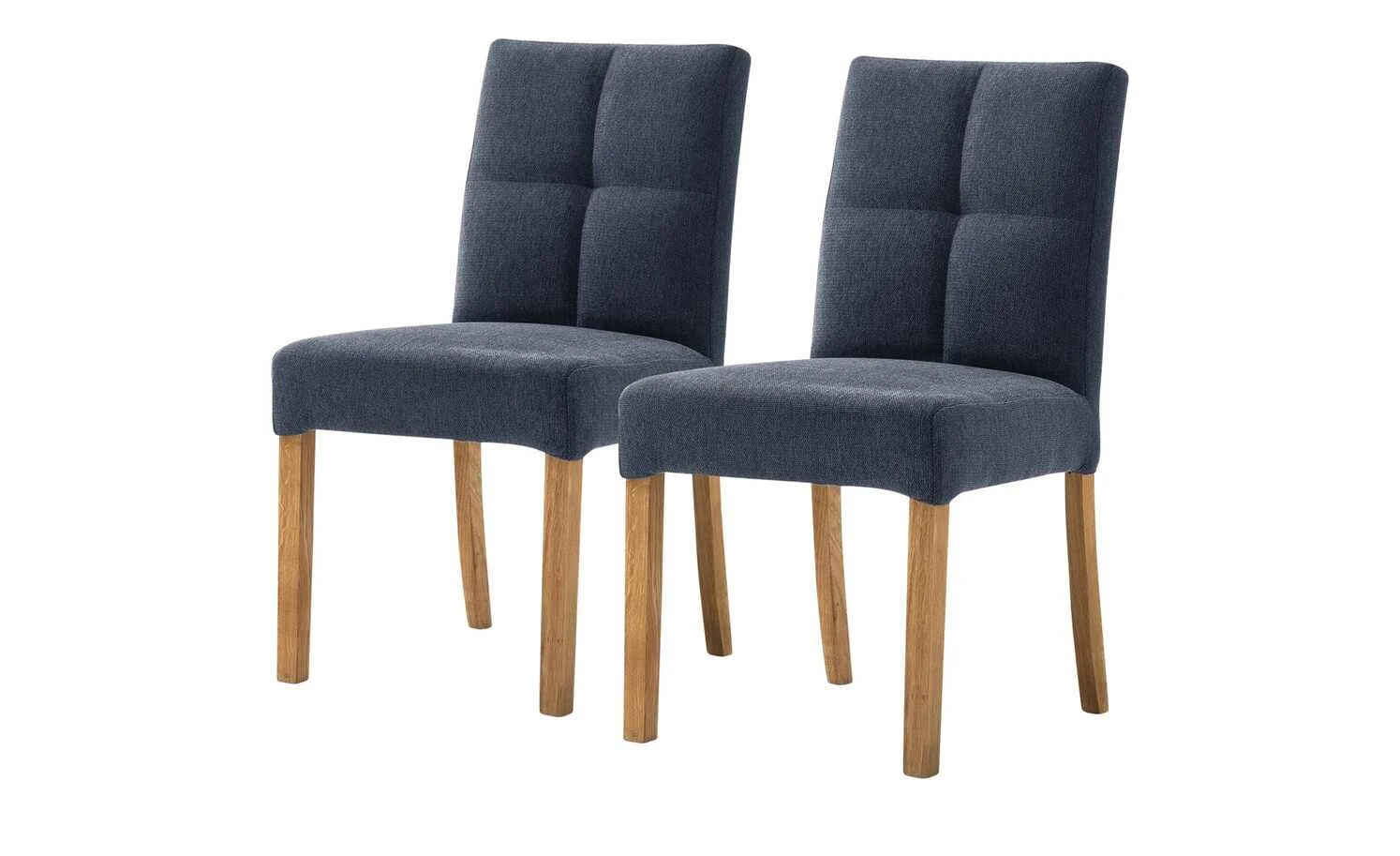 Woodford 2er Set Polsterstuhl Mako | Webstoff fein Nachtblau Eiche geölt