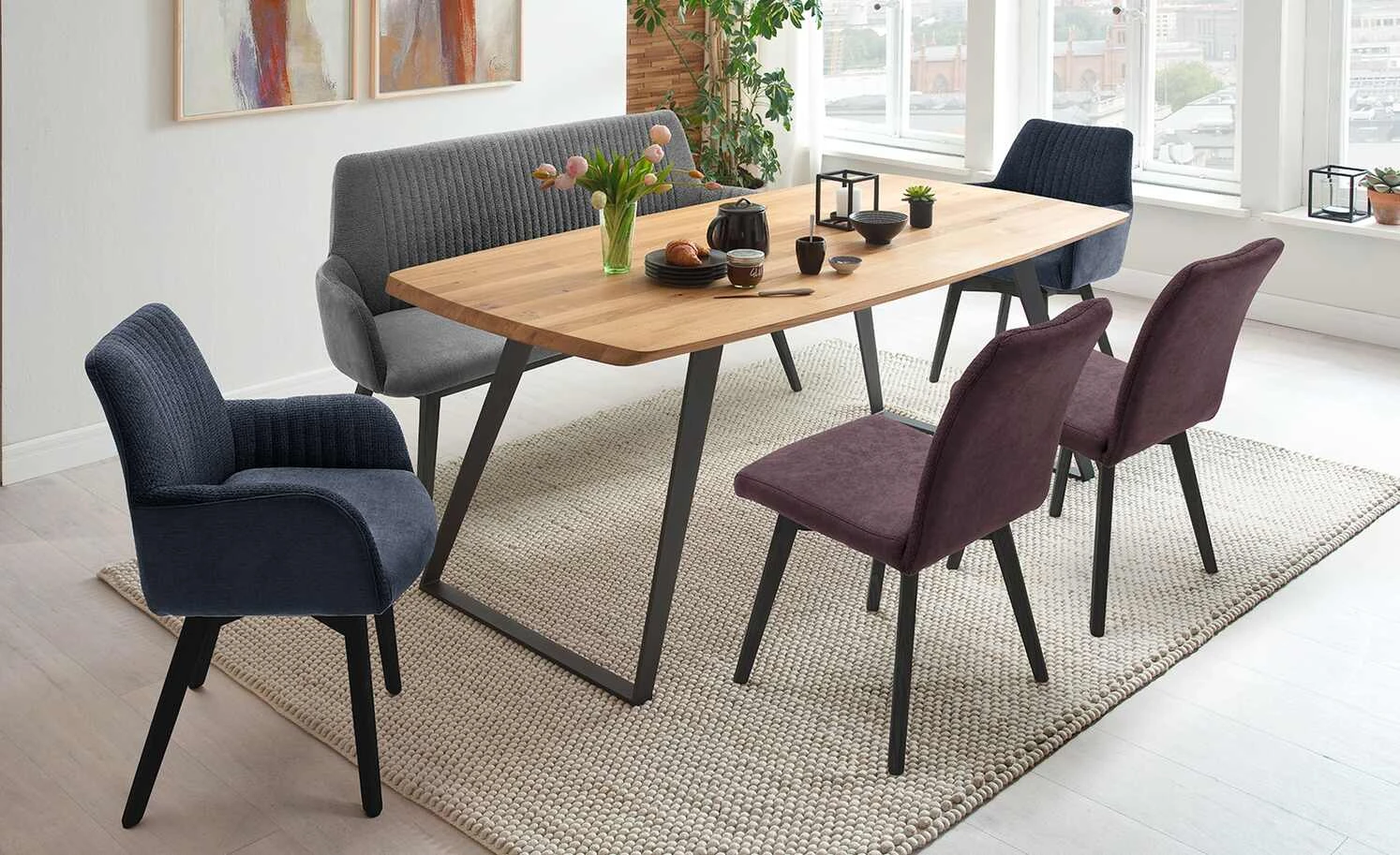 Woodford Polsterstuhl Menda | Nachtblau Schwarz Ja Nein