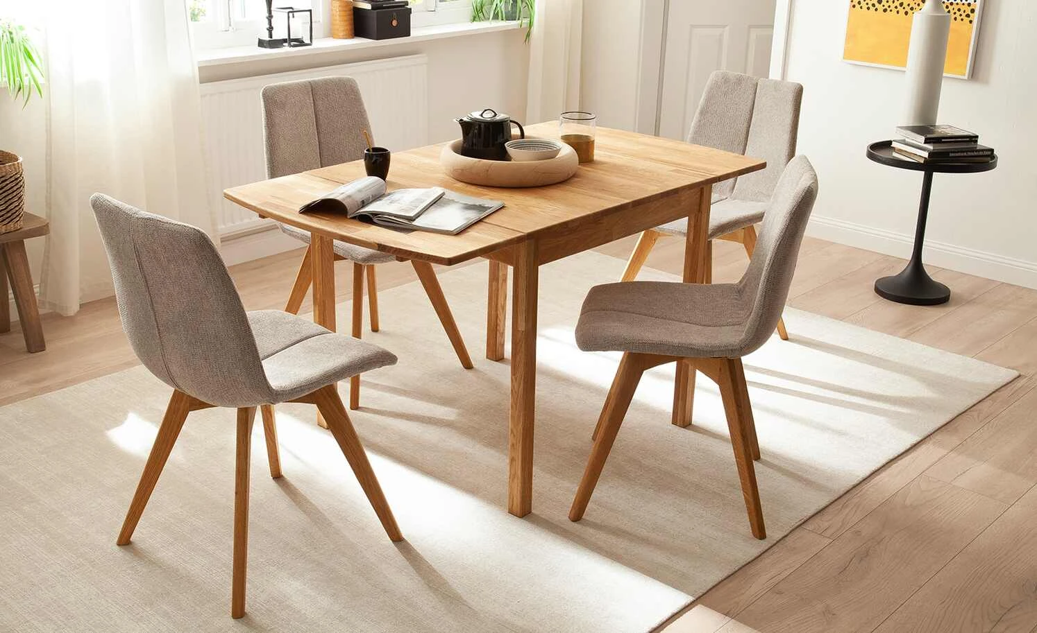 Woodford 2er Set Polsterstuhl Marven | Cappuccino (Hellbraun) Eiche geölt