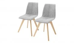 Woodford 2er Set Polsterstuhl Marven | Hellgrau Buche natur