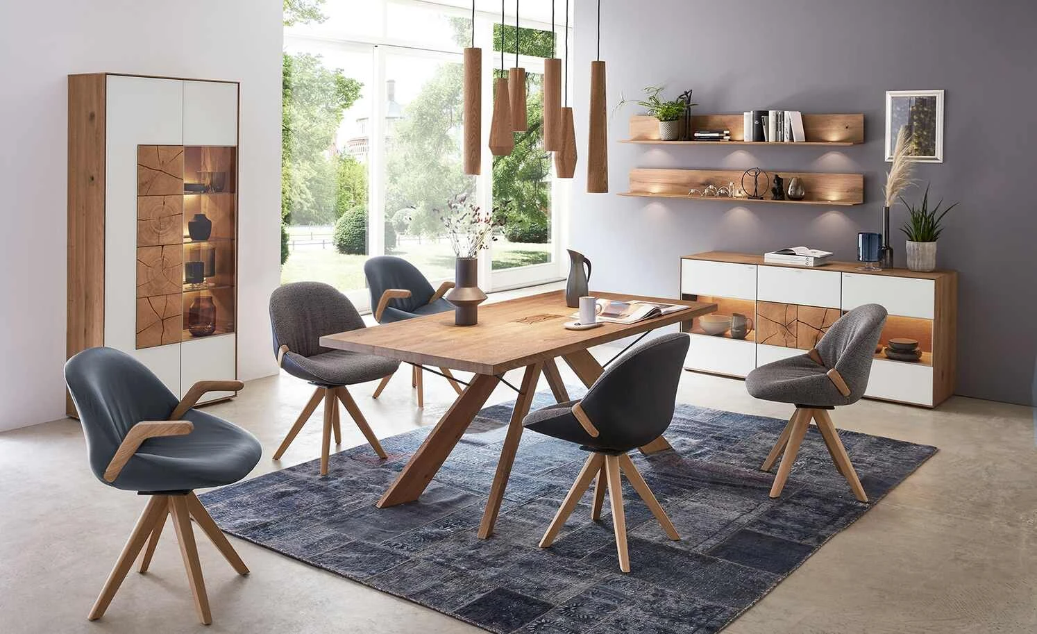 Wohnwert Armlehnstuhl Novum | Antikblau mit Elastic-Aktiv-Federung (gesundes Sitzen)