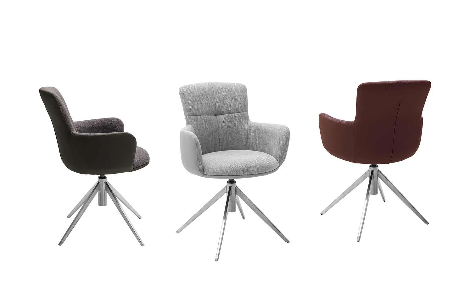 Polsterstuhl drehbar Curo | Merlot (Weinrot) Edelstahl – Bild 2