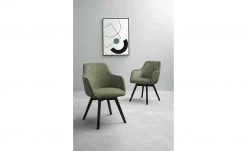 Dine + Mine Polsterstuhl Corby | Olivgrün Schwarz Nein