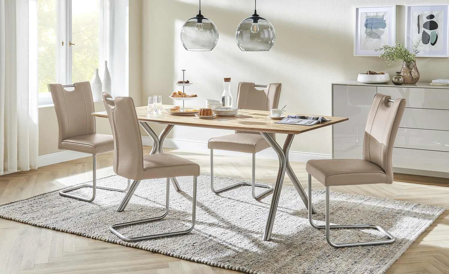 Leder-Schwingstuhl mit Griff 6861 | Hellbraun (Stone)