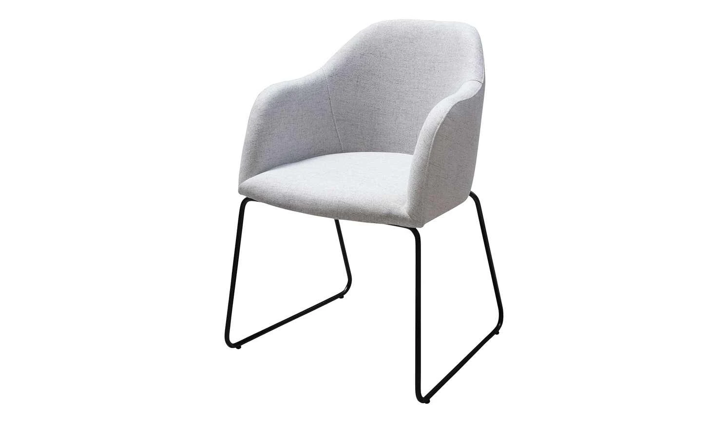 Woodford Polsterstuhl mit Armlehne Vilo | Silbergrau Kufengestell – Schwarz